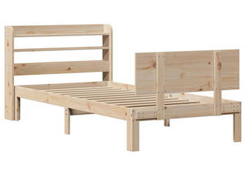 Rama łóżka z wezgłowiem lite drewno sosnowe 90x200 cm WM-3306821