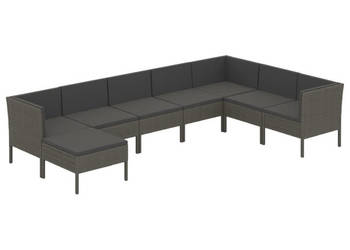 8-cz. zestaw wypoczynkowy do ogrodu poduszki rattan PE szary WM-3094422