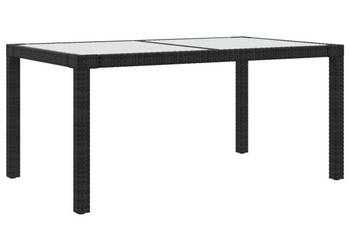 Stół ogrodowy 150x90x75 cm szkło i rattan PE czarny WM-316705