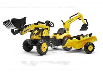 Koparko-ładowarka Komatsu z ładowaczem czołowym i przyczepą F2076N