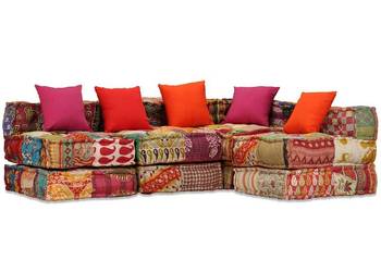 vidaXL Puf modułowy, 4-osobowy, patchwork, tkanina(SKU:244981)