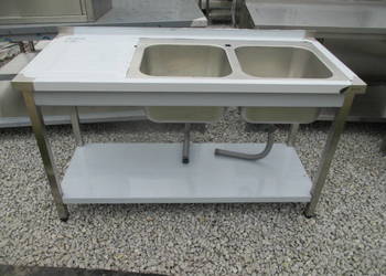 Nowy Zlew Gastronomiczny 2 Komorowy Z Półką 140/60/85 Nowy Zlew Gastronomiczny 2 Komorowy Z Półką 140/60/85