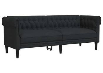 vidaXL Sofa Chesterfield, trzyosobowa, czarna,(SKU:372558)