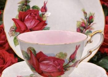 Angielska porcelana kostna * ROSLYN * kolekcjonerskie Trio* róże