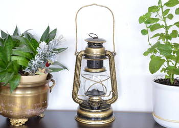 metalowa LAMPA NAFTOWA stara ogrodowa wisząca sygnowana