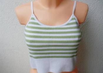 BIAŁY TOP W PASY W KOLORZE LIMONKI R. 36/38