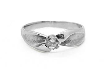 Złoty Pierścionek Próby 585 2,55g Rozmiar 16 Białe Złoto Cyrkonia