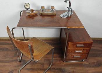 Biurko Bauhaus Art Deco Chrom Czereśnia