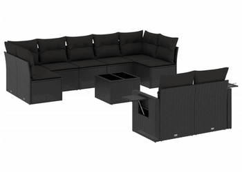10-cz. zestaw wypoczynkowy do ogrodu poduszki czarny rattan PE WM-3252962