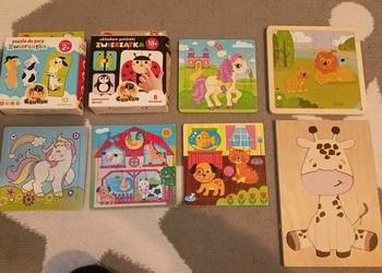 Układanki puzzle dziecięce drewniane inne zestaw