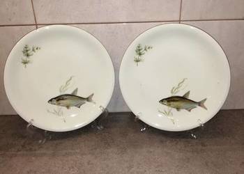 talerze z rybą porcelana Scherzer Bavaria 2szt
