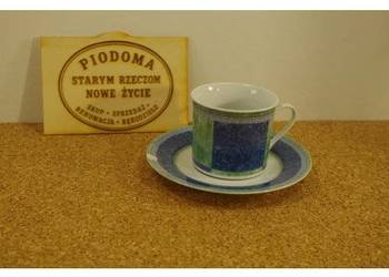 Filiżanka ze spodkiem „Blue & Green” – porcelana użytkowa lata 90.