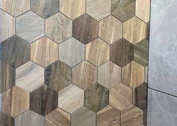 Płytki heksagon drewnopodobne PLASTER MIODU multicolor