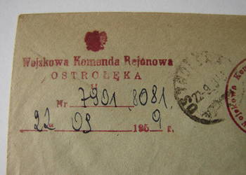 Ostrołęka / Ruciane Wojskowa Komenda Rejonowa / Wołomin - koperta