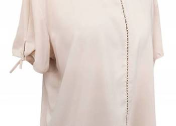 Bluzka damska z perełkami elegancka wieczorowa beżowa roz 46 biust 120cm