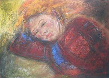 rysunek pastele Jesienna dziewczyna_D