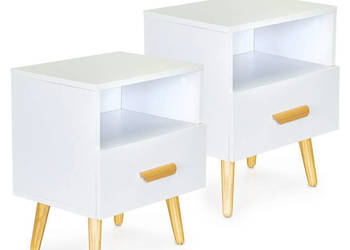 Szafki nocne zestaw 2 szt. nowoczesne stoliki kawowe białe ModernHome