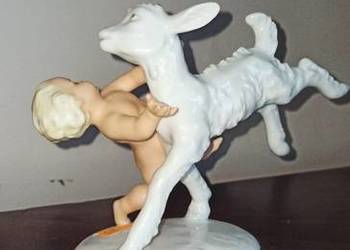 Figurka chłopca z koziołkiem. Schaubach. Turyngia