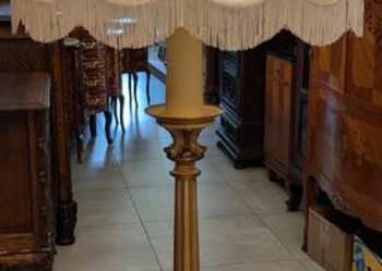 Piękna lampa podłogowa mosiądz,drewno-sklep Dąbrowa Górnicza