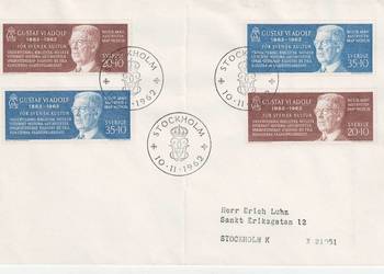 Szwecja 1962 FDC Nr. 498-9 , król Gustaw VI Adolf - list