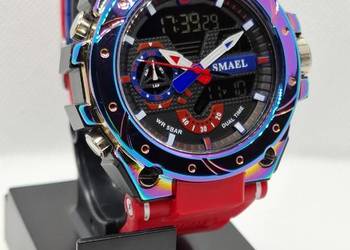 Nowy zegarek sportowy marki SMAEL 8060 kolor niebieski czerwony