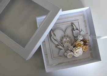 Kartka ręcznie robiona na Komunię Świętą z pudełkiem 4