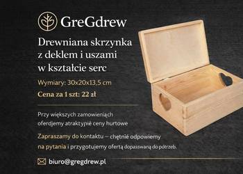 Drewniana skrzynka z deklem 30x20x13,5 cm – naturalne drewno