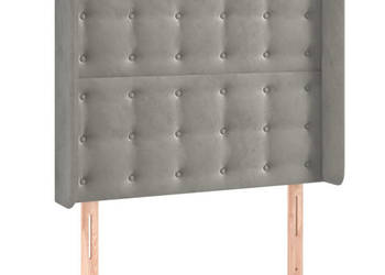 Zagłówek do łóżka z LED jasnoszary 83x16x118/128 cm aksamit WM-3124512