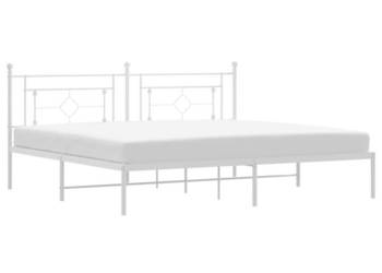 Łóżko Metalowe Białe Rama Łóżka Ze Stelażem Biała 193x203 cm WM-374394