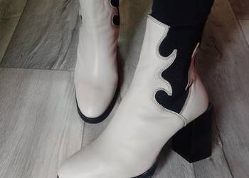 (40) Nasty Gal) Skórzane botki biznesowe z Londynu, Real Leather, NOWE