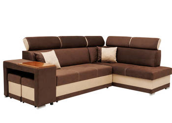 Narożnik Brązowy Duży z Funkcją Spania SEBASTIAN