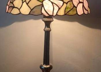 Piękna lampa z chromowanego mosiądzu - klosz witraż
