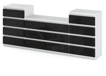 Meblościanka Komoda Pojemna Szafka Nowoczesna Rtv 220cm Biały Czarny Połysk