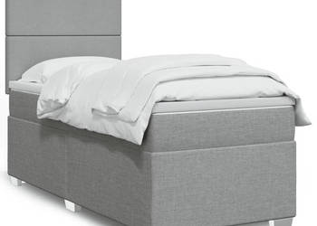Łóżko kontynentalne z materacem jasnoszare tkanina 90x200 cm WM-3290364