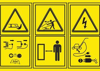 Naklejka bezpieczeństwa kosiarka traktorek zamiennik