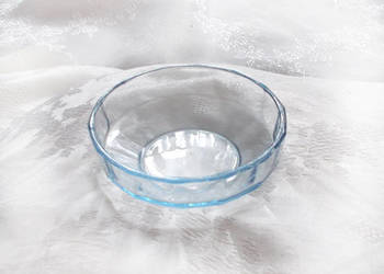 prl niebieska miseczka ze szkła, prl szklana salaterka, prl szkło użytkowe