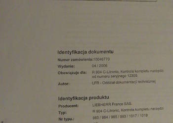 dtr instrukcja obsługi koparka liebherr R904 C i inne
