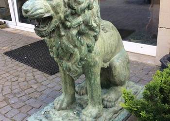 KOMPLET 2 Ogromne Lwy z brązu rzeźba figura ogrodowa LEW