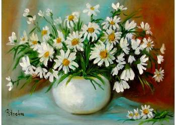 Bukiet rumianków 30cm-40cm obraz olejny dostępny