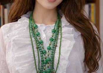 Naszyjnik Wielowarstwowy W Odcieniach Zieleni