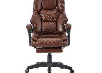Fotel Obrotowy Biurowy z Podnóżkiem Mission MS13 Ciemny Brązowy