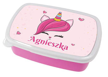 Śniadaniówka z jednorożcem oraz imieniem dziecka.