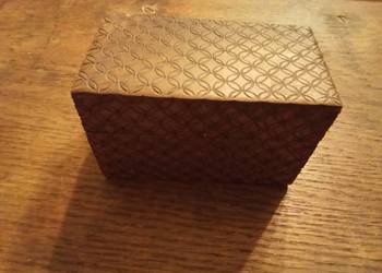 Stare drewniane pudełko z dwoma przegródkami. PRL