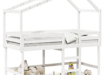 Łóżko na antresoli z drabiną i dachem białe sosna 80x200 cm WM-3282067