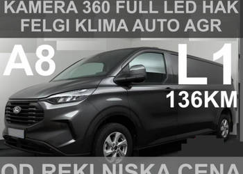Ford Transit Custom L1 A8 136KM Hak Full Led Kamera 360 L1 Dostępny od ręk…