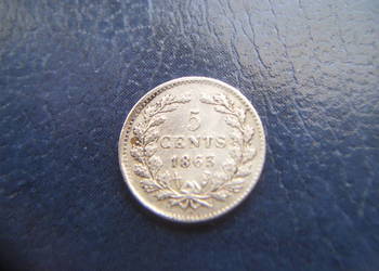 Stare monety 5 cents 1863 Holandia srebro Stare monety 5 cents 1863 Holandia srebro