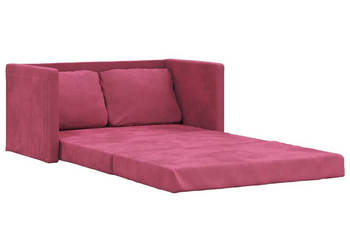 Sofa podłogowa 2-w-1 winna czerwień 122x204x55 cm aksamit WM-353960
