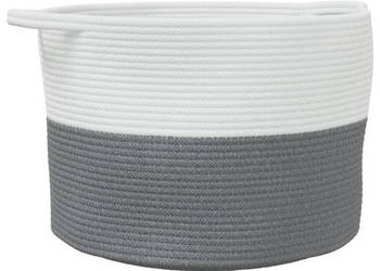 Kosz na pranie szaro-biały Ø55x36 cm bawełna WM-358469