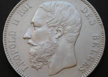 Belgia 5 franków 1873 - Leopold II - srebro