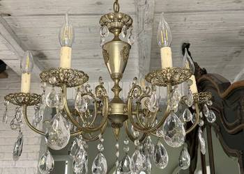 Francuski kryształowy Żyrandol nr. 49 satynowy Antyk Lampa